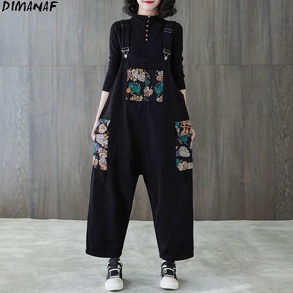 

dimanaf plus size women jumpsuits overalls jeans long pants trousers print loose casual spliced large jeans 2021 summer style, Black;white