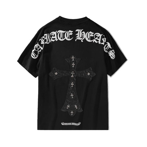 

brand tiktok, pu, cordon, cross, embroidery, sanskrit, short sleeved t-shirt, White;black