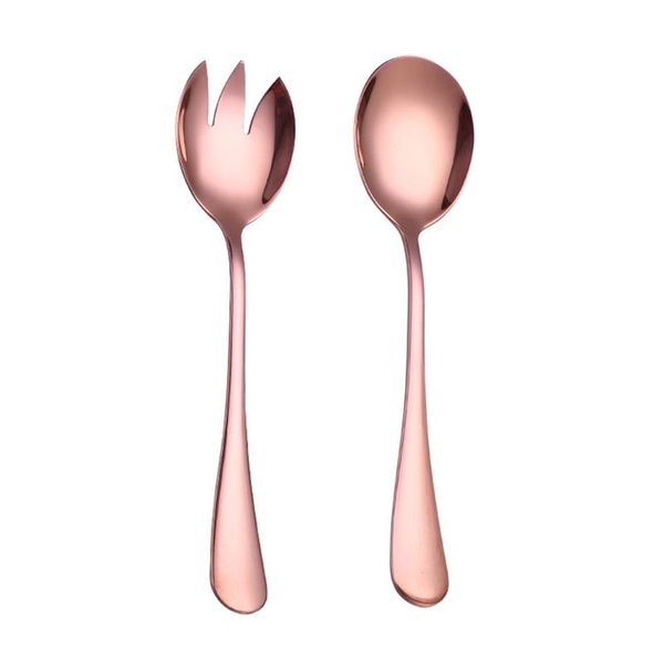 

spoons 2 pcs stainless steel salad spoon set 2-in-1 fork 19.7*4.7cm multi-color tbs cutlery for fruit noodles vegetables promotio