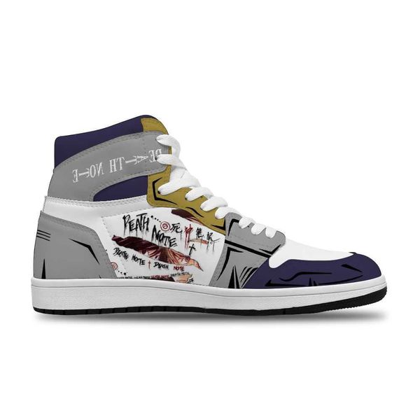 

2021 japanese anime death note diy printed sports non-slip casual shoes for men's trend sneakers high basketball shoes non slip