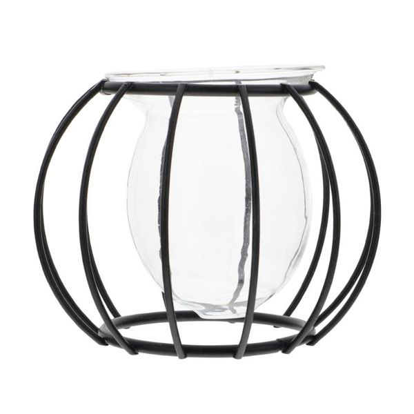 

vases 1pc glass vase hydroponic container plant with iron art bracket