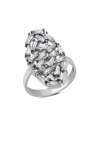

cluster rings oval trapezoidal cubic zirconia ring 17, Golden;silver