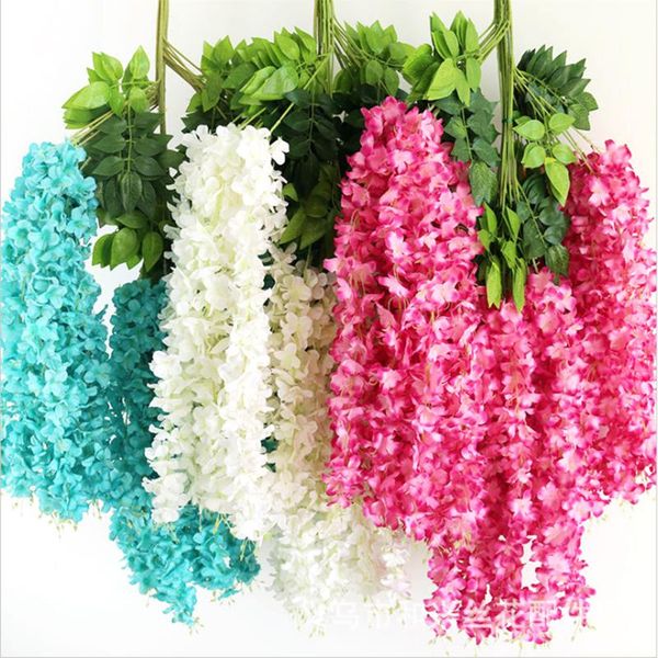 

decorative flowers & wreaths 12pcs wisteria artificial flower rattan wreath arch wedding pendant plant wall decoration home garden office -4