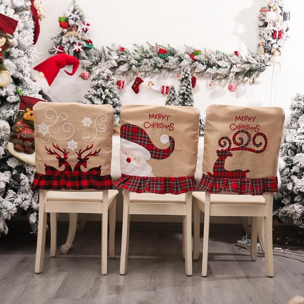 

chair covers holiday atmosphere back christmas santa claus elk pattern fabrics cover xman home dining room decoration