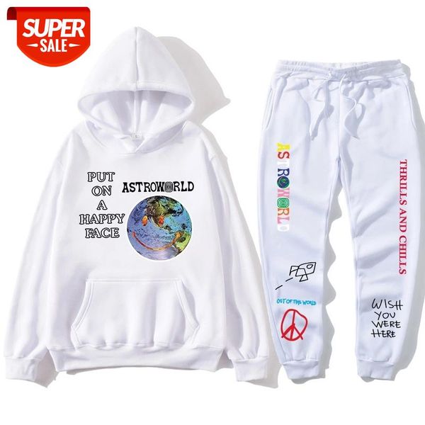 

TRAVIS SCOTT ASTROWORLD hope you are here HOODIES fashion letters ASTROWORLD HOODIE streetwear + pants men's pullover sweatshirt #HT7e, Gray