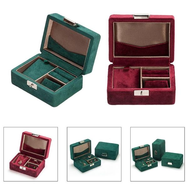 

jewelry pouches, bags small travel jewellery box organiser for rings earrings necklaces - faux leather velvet case gift women, Pink;blue