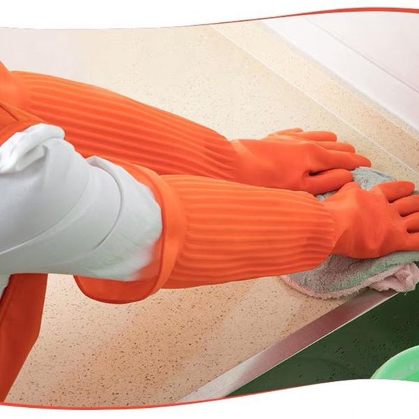 

disposable gloves 56cm waterproof household warm dishwashing glove water dust scleaning long rubber housework kitchen tools