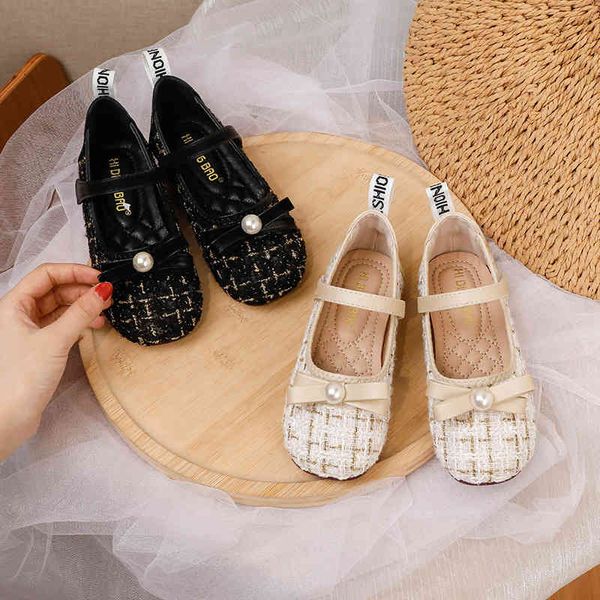 

70% off factory online 2021 new korean round head children's single shoes with velcro soft soles and bow knot princess, Black