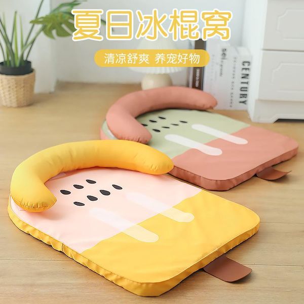 

cat beds & furniture summer kennel ice silk breathable cooling water-proof for sleeping cats pets dog bed