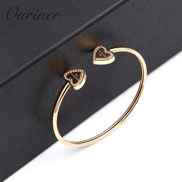 

brand women jewelry stainless steel bracelet & bangle for women gold-color forever love tag bracelet k0097, Black