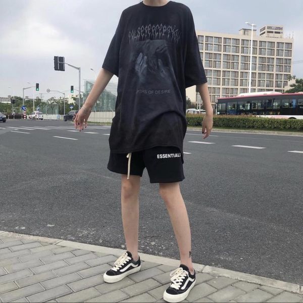 

male fear double god fog of line drawstring celebrity trendy shorts high trendy sports wu yifan street inspired essentials bxqep, Black