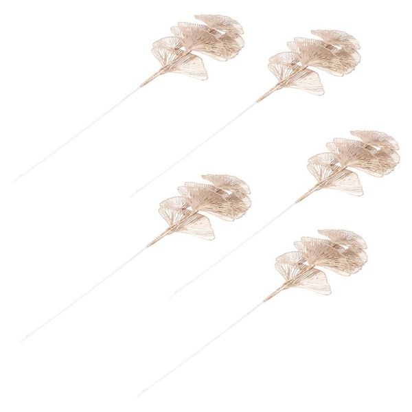 

5pcs artificial ginkgo leaves picks diy leaf adornment shooting prop (golden)
