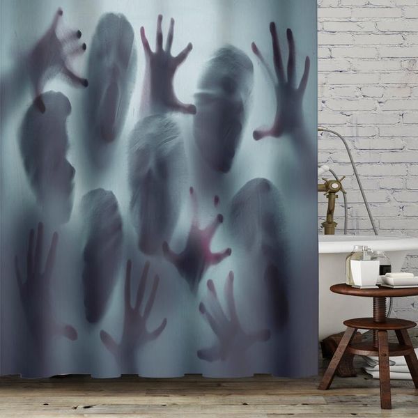 

curtain & drapes halloween shower liner window curtains horror bloody hands bathroom for decoration