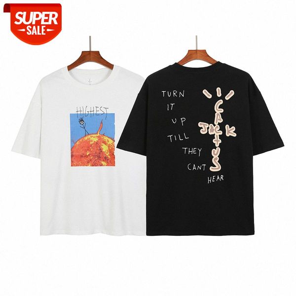 

travis scott ts stickman peripheral flame print hip hop men and women same casual round neck short sleeve t-shirt #u808, White;black