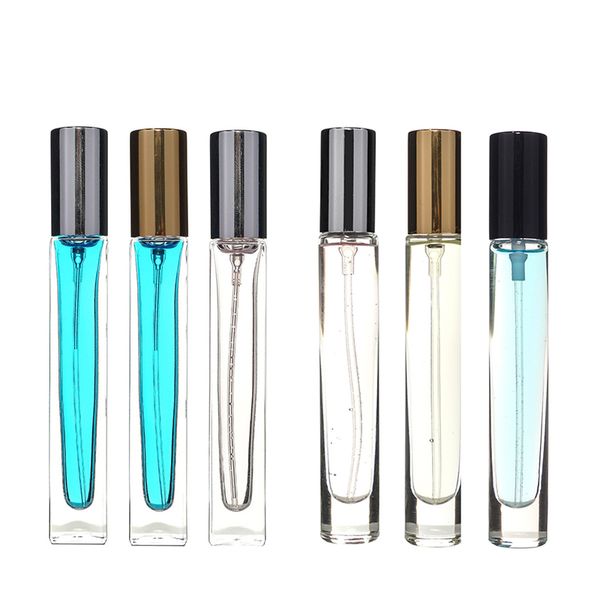 Mini frasco de spray de perfume 10 ml de vidro transparente pulverizador de névoa fino garrafas de spray vazias Atomizador de perfume reciclável para limpeza, óleo essencial, líquido