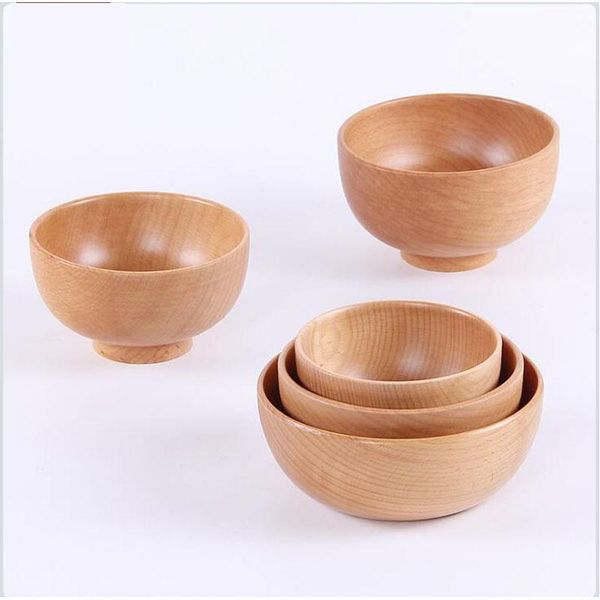

bowls japanese wooden bowl family children rice soup creative eco-friendly green life solid wood tableware