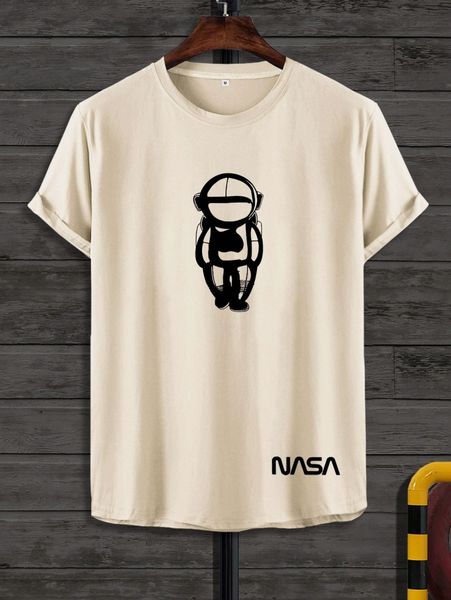 

men letter & astronaut print tee a2vb#, White;black