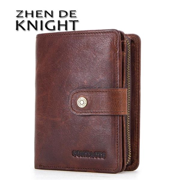 

wallets men's genuine leather wallet fashion business men coin purse small card holder male walet for friend money bag, Red;black