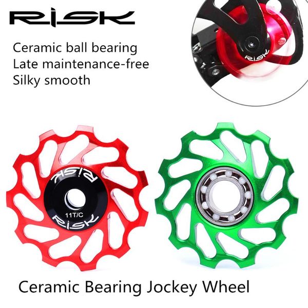 

bike derailleurs risk mountain road 11t aluminum alloy jockey wheel rear derailleur ceramic bearing guide mtb bicycle roller