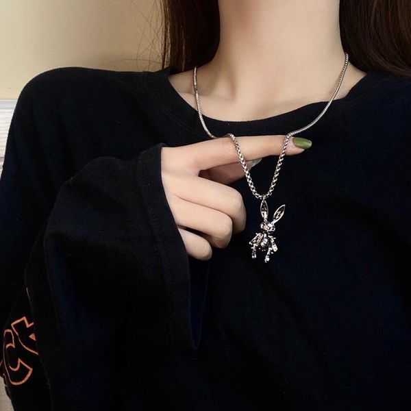 

pendant necklaces personality hip hop punk wind necklace contracted lovely neck chain net red small crowd retro clavicle, Silver