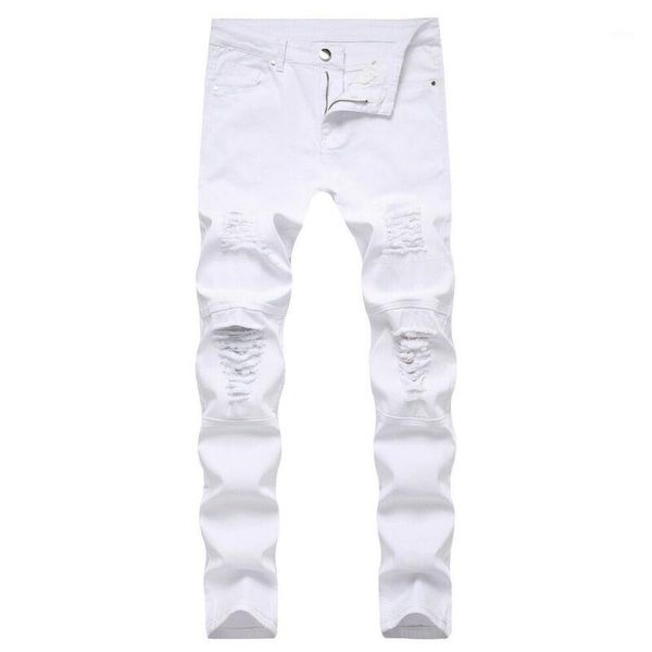 Herrenjeans Herren Super Stretch Hose 2021 Sommermode Feste Taschen Reißverschluss Skinny Ripped Denim Lässige Distressed Man's Hosen