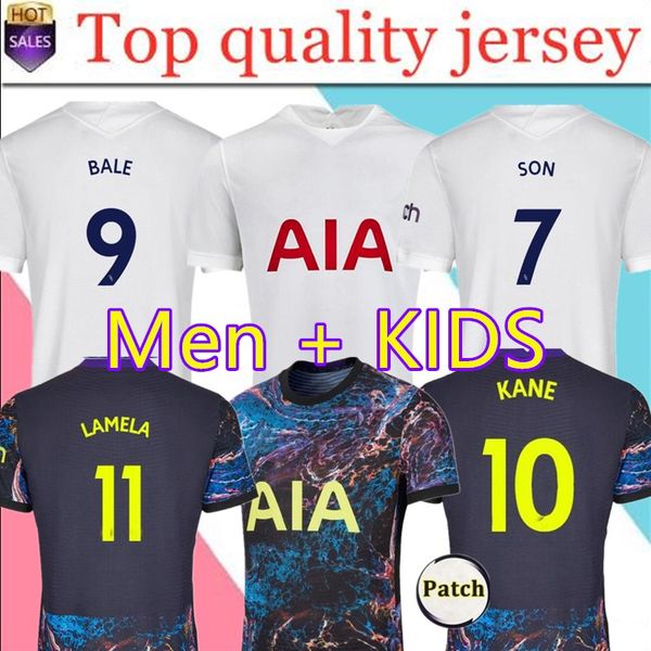 

21 22 bale kane tottenham soccer jerseys player women lady dele son ndombele hojbjerg lo celso spurs 2021 2022 home away 3rd football shirt, Black;yellow