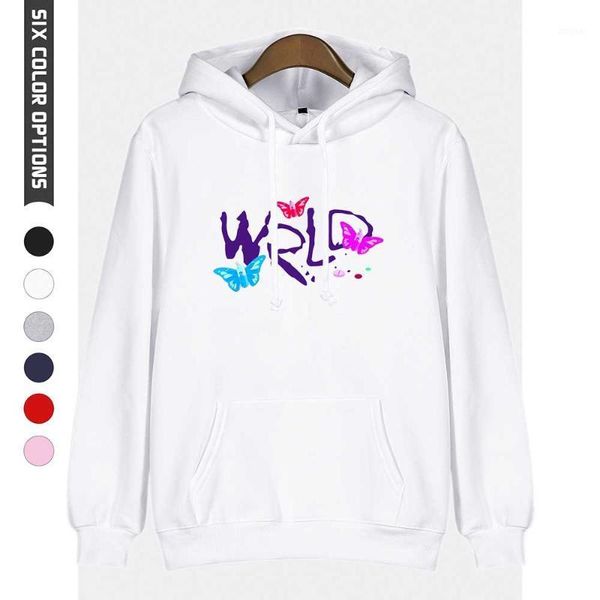 

men's hoodies & sweatshirts juice wrld streetwear butterfly graphic hoodie men women autumn hooded pullovers handsome oversized sweatsh, Black