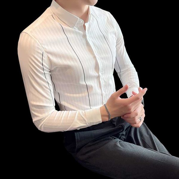 

men's casual shirts 2021 spring and autumn slim-fit plaid long-sleeved shirt business fashion floral, White;black