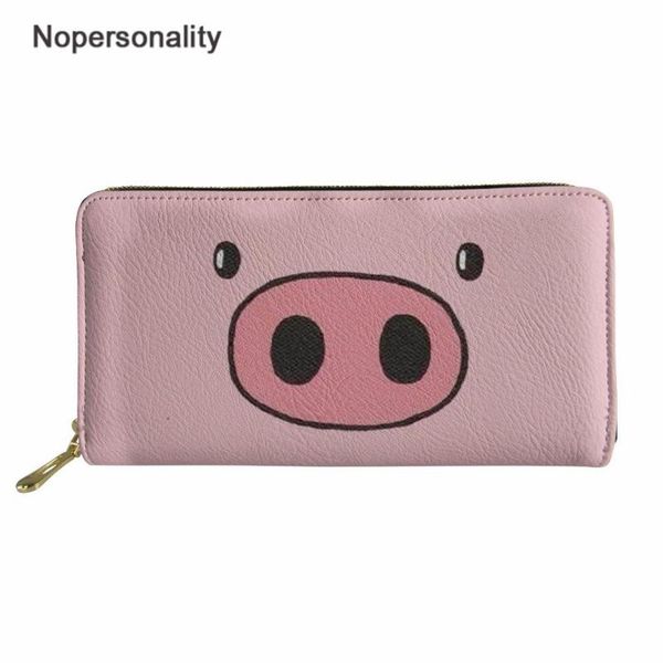 

wallets nopersonality zipper purse cute pig printed wallet women long clutch waterproof leather money pouch bag coin, Red;black