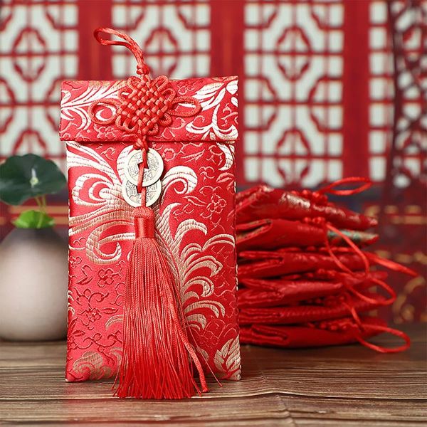 

gift wrap 2021 brocade traditional hong bao tassel thickened red envelopes money pocket wedding birthday chinese year spring festival
