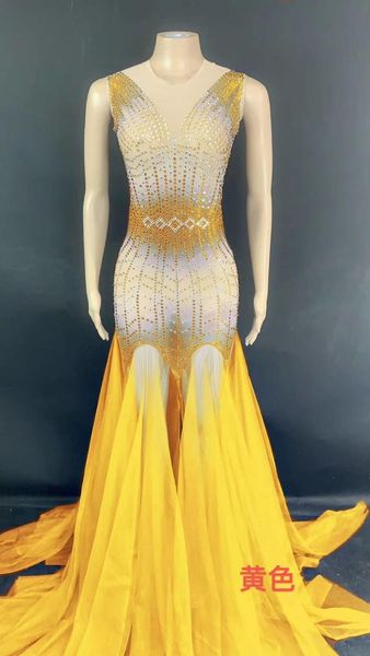 

2021 new sequin rhinestone dress singer performance party celebrate glisten rhinestones costume sleeveless long dress, Black;red