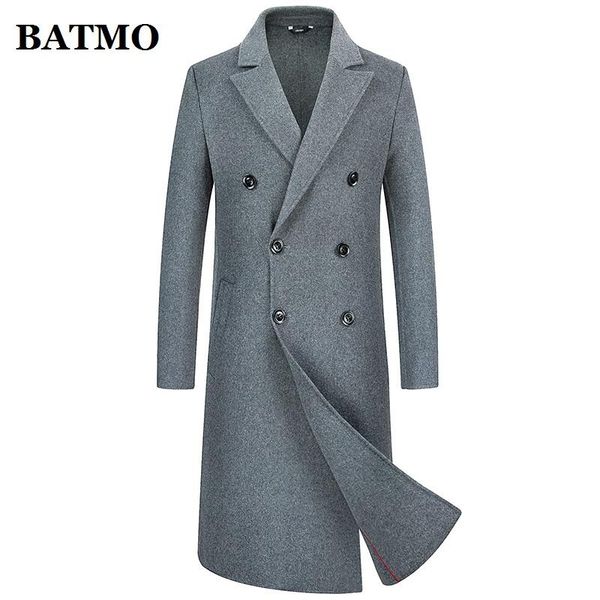 

men's wool & blends batmo arrival winter 70% long trench coat men,men's casual jackets,plus-size m-3xl 338, Black