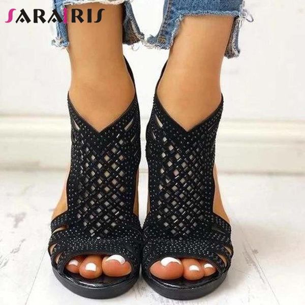 

sandals sarairis zipper solid summer women casual hollow ladies open toe gladiator shoes, Black