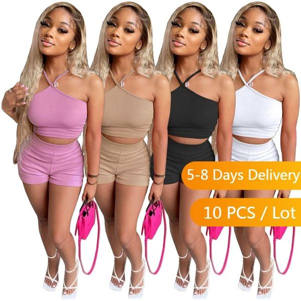 

women's tracksuits wholesale items two piec set women summer clothes shorts and crop streetwear bodycon 2 piece sets womens outfits, Gray
