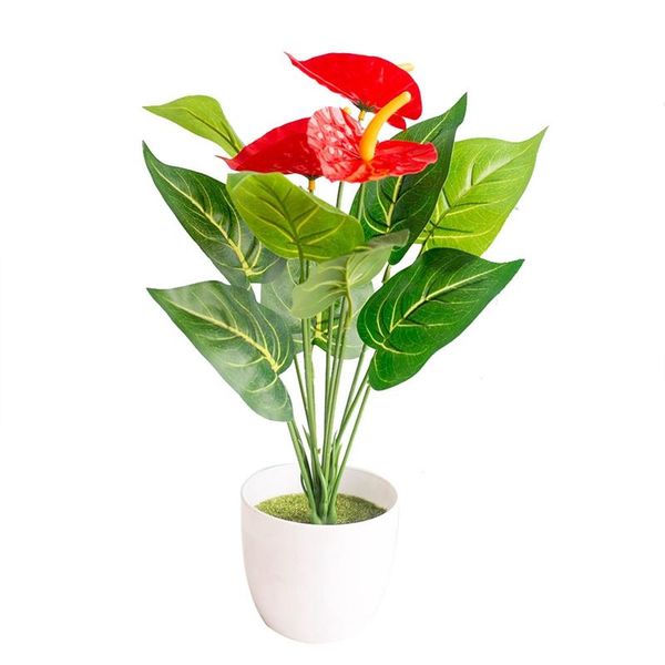 

12 head artificial anthurium potted flowers indoor green plants balcony office deskartificial flowers bonsai