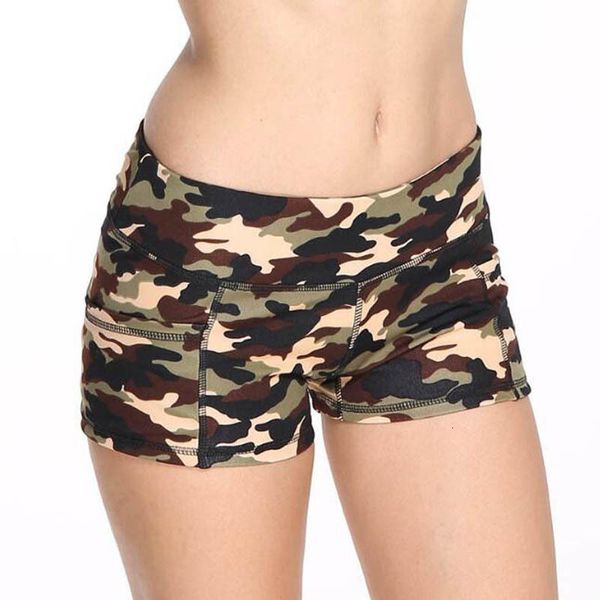 

women summer fashion sports casual camouflage printed fitness elastic slender women's shorts, White;black
