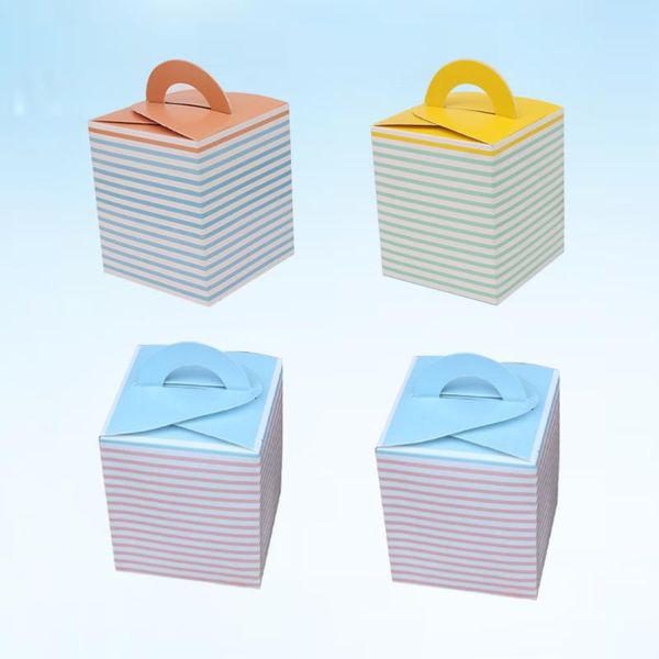 

gift wrap 4pcs portable packing boxes candy container striped box party supplies cookies cake birthday decorations
