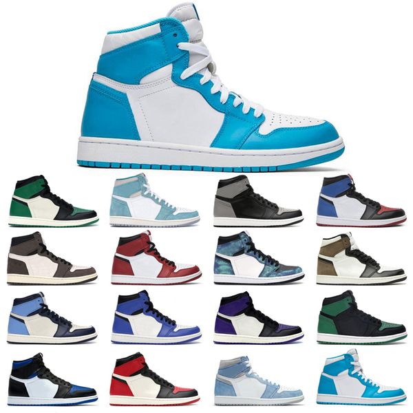 

1s man's basketball shoes turbo green hyper royal unc dark mocha obsidian tie dye bred toe cactus jack shadow twist university blue spo