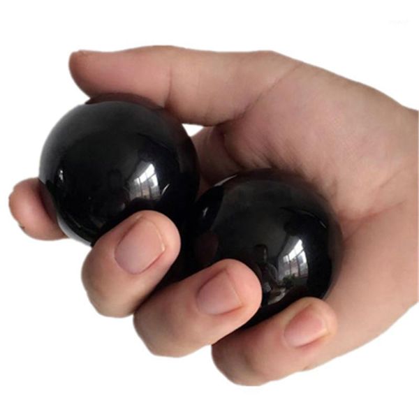 

fitness balls baoding hand ball solid black steel exercise therapy 1pair1