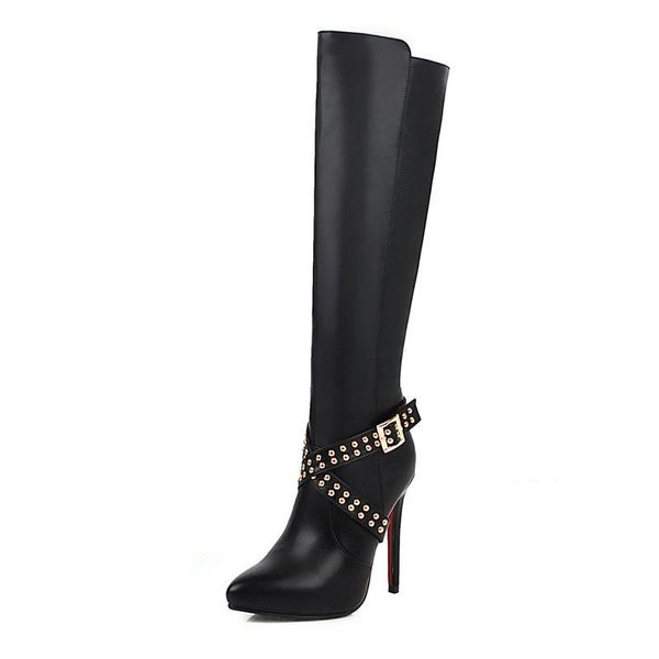 

boots high heels and american simple versatile winter women, Black