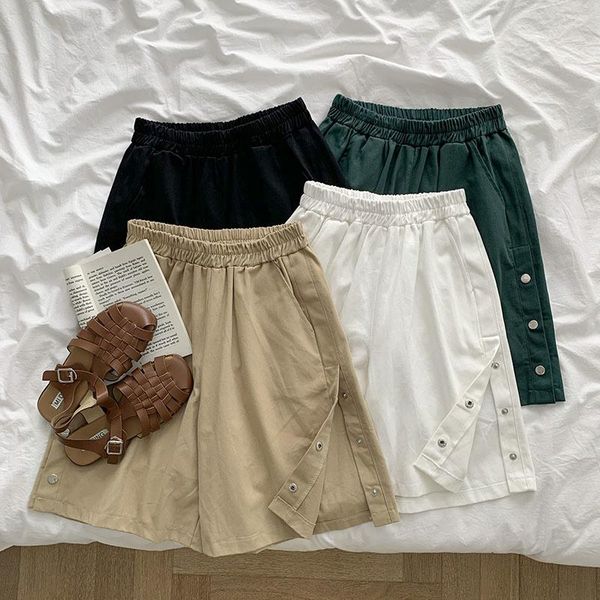 

women's shorts summer fashion harajuku short women casual elastic wide leg bottoms fmme khaki black loose trouser, White;black
