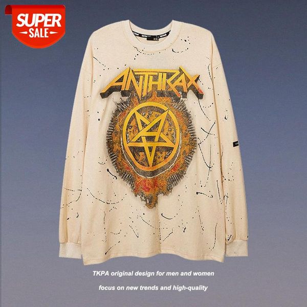 

t shirt original fashion brand european and american high street style long-sleeved men women retro hip-hop loose autumn winter thin s #lk2a, White;black