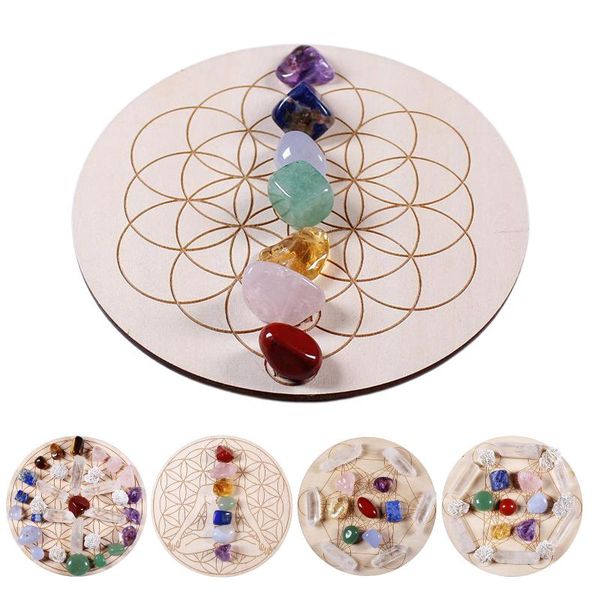 

home protection crystal heal stone w/ wood plate amethyst collection gem