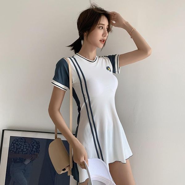 

one-piece suits maio feminino praia swimwear push up 1 piece bikini swimsuit with skirt korean swimming suit for women one fairy style sleev