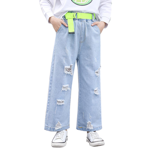 

jeans girls denim hole big children spring autumn children's clothing 6 8 10 12 14, Blue