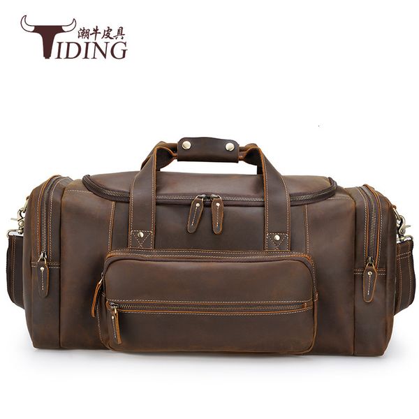 

business leisure men's leather portable travel bag multifunctional large capacity one shoulder luggage