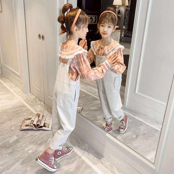 

children's autumn new girls' lace trousers suit, Blue