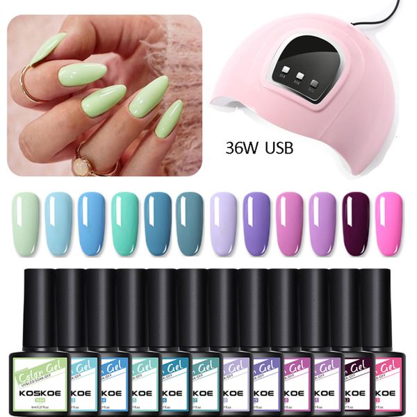 

new gel polish kit 12 colors soak off varnishes set with 36w new led lamp dryer for nail art design