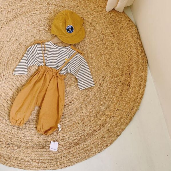 

2021 new wholesale girls boys overalls spring cotton fashion babys pants 6-24 month yx612, Blue