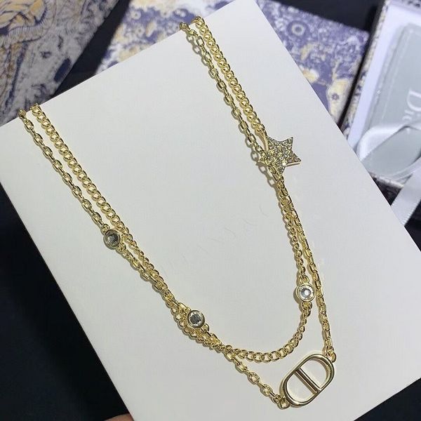 

2021 new designer east gate light luxury star double necklaces in 2021, Silver